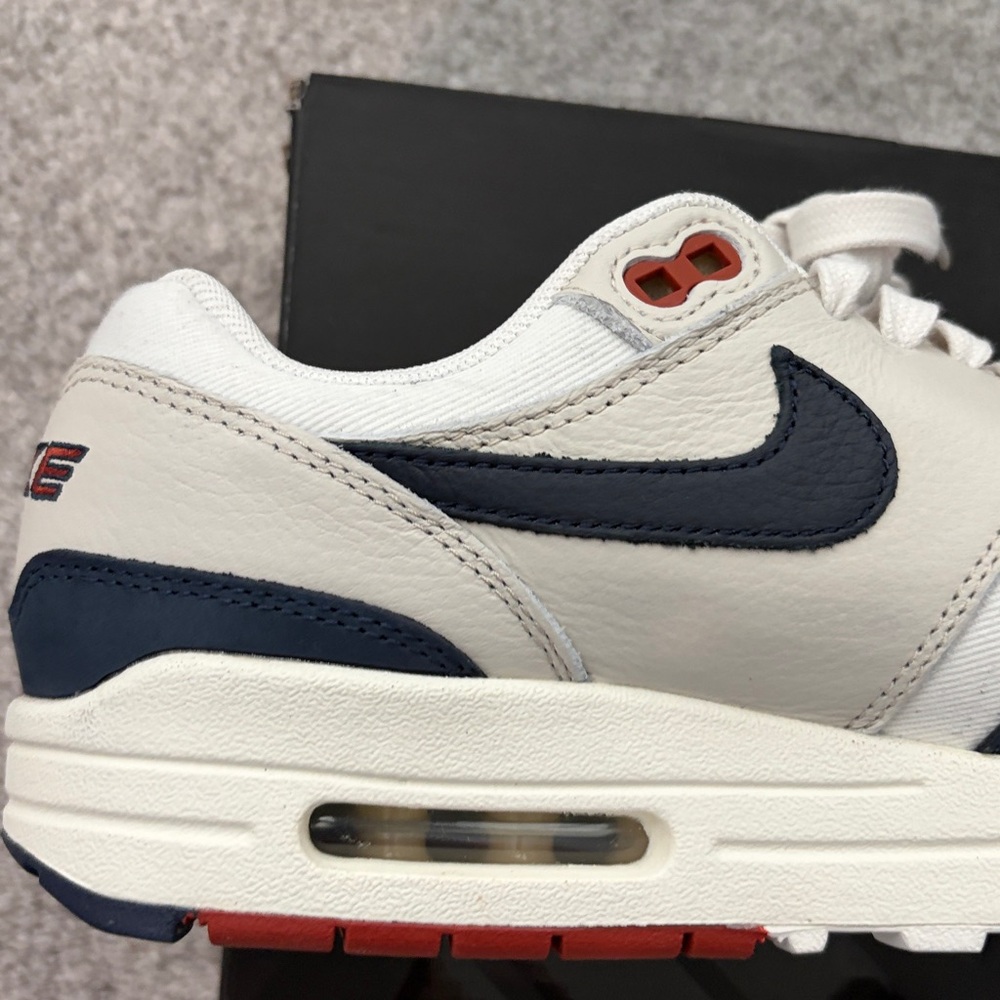 Nike Womens Air Max 1 White & Navy Casual Sneakers - Picture 9 of 16